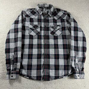 Aeropostale Plaid Pearl Snap Cowboy Western Shirt Black Men’s Size Large